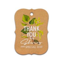 Summer-Ray 50pcs Thank You for Sharing Our Special Day Tags Wedding Bridal Shower Favors Gift Tags with Floral Theme ASIN (Kraft Brown)