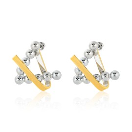 ABILITH Geometric Intertwined Triangle Square Earrings for Women's Two Tone Earrings Cross Lightweight Waterproof Gold and Silver Jewelry for Teen