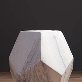 Lywins Geometric Ceramic Vase, Flower Vases for Flowers, Nordic Marble Ceramic Vases, Modern Small Vase for Home, Living Room, Dining Table, Farmhouse, Office Decor (White) (M (7 x 13 x 13 cm)