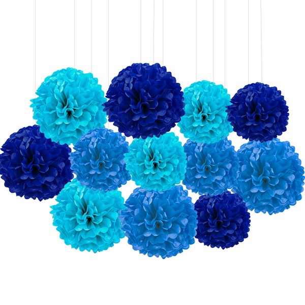 Ainmto Pack of 12 Tissue Paper Pompoms Green Party Pompoms