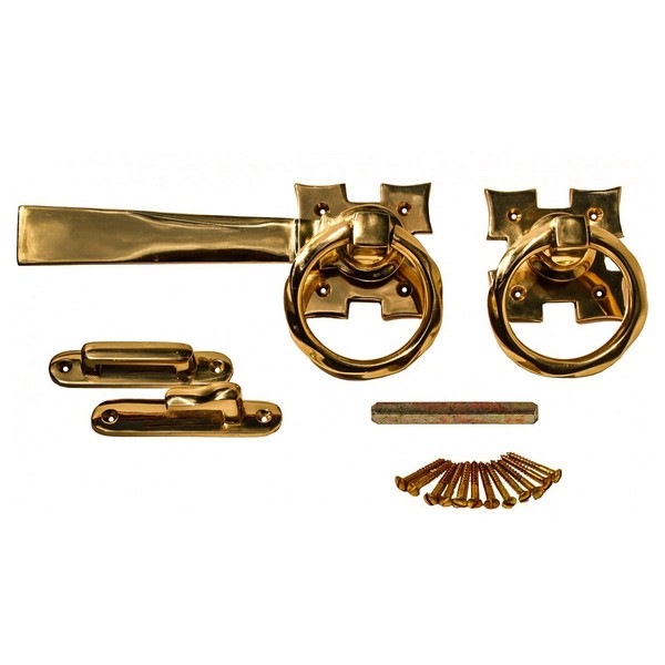Solid Brass Ring Gate Latch Pull Twist Elegant Design 7.25" Length Renovator's Supply