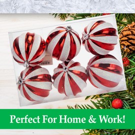 VFM - Red & White 8cm Baubles Stripe Candy Cane (6 Pack) - Christmas Tree Decorations