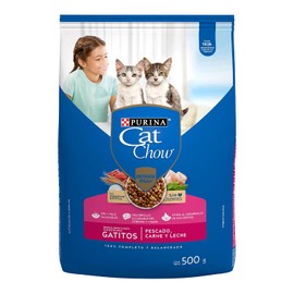 Purina Cat Chow Gatitos Croquetas Pescado, Carne y Leche 500g