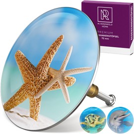M. ROSENFELD HOME Bath Plug with Starfish Motif - Sea Star - 72 mm Universal Brass Bath Plug with Double Seal
