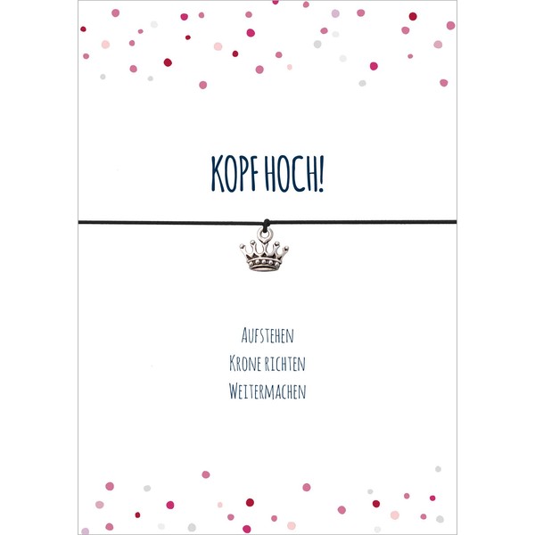 Glücksschmiedin - Motivational Bracelet Head High in Black with Silver-Coloured