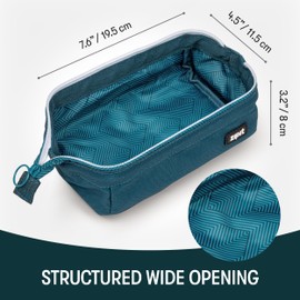 ZIPIT Lenny Pencil Case | Large Pencil Case for School and Office | Case Cosmetic Bag with Wide Opening, blue-green, lenny teal
