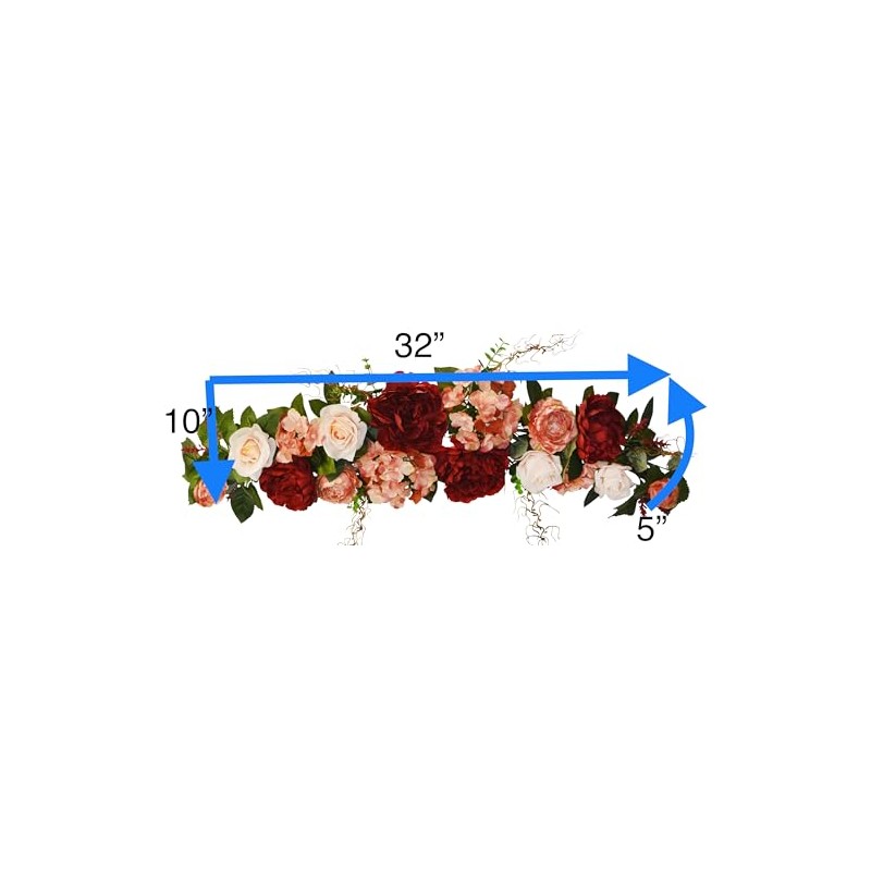 32" Rose/Peony/Hydrangea Swag (Burgundy)