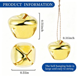 30 Pack Mini Jingle Bells, Small Gold Bells for DIY Christmas, Crafts, Wedding, Home Decoration (30)