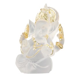 JOMA-E Shop Lord Ganesha Statues Hindu Elephant God Sculpture, Handmade White Resin Elephant God Figurines Indian Ganesha Idol Figurine Decoration Ornaments for Home Office Car Decor (White, Large)