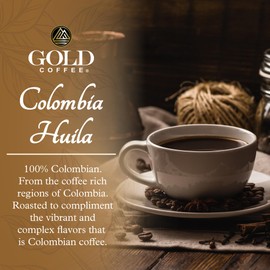 Gold Coffee | Premium Colombia Huila, Medium Roast Ground | 100% Colombian Coffee, 1 lb. (4 Pack)