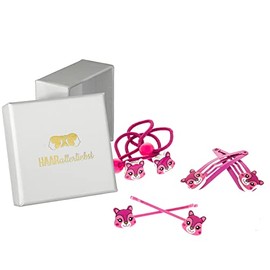 HAARallerliebst Hair Accessories Set (Hamster 6 Pieces) Hair Clips Hair Bobby Pins for Children with Storage Box (White: Hamster)