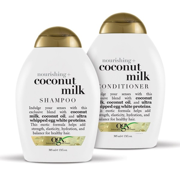 OGX Nourishing + Coconut Milk Shampoo & Conditioner Set, 13 Ounce (packaging may vary), White