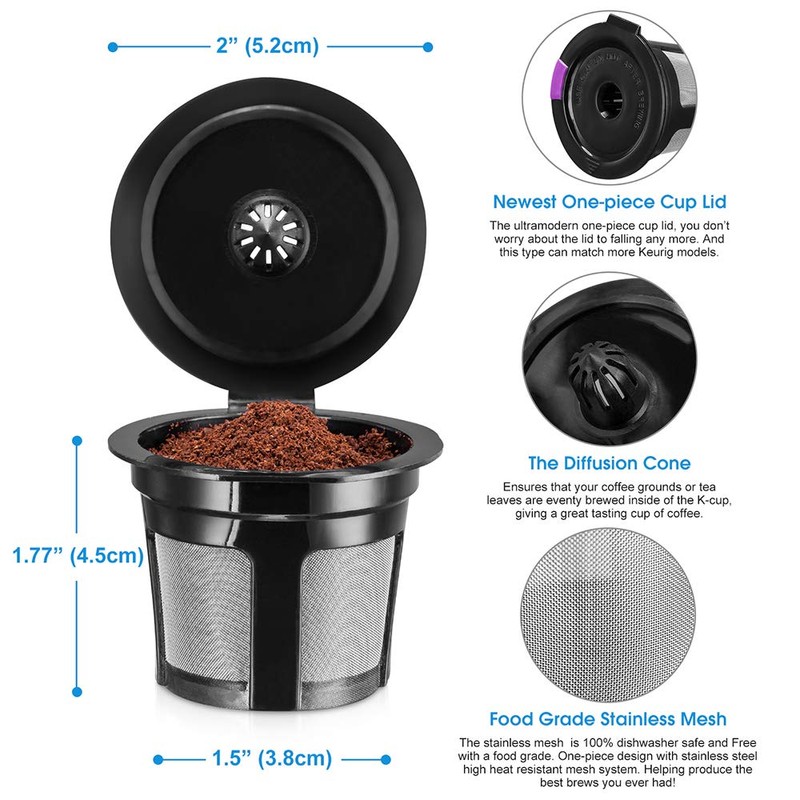 Reusable K Cups, Universal Fit Reusable Coffee Filters with Food