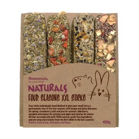 Rosewood Naturals Small Animal Treats Four Seasons Grain-Free XXL Sticks for Rabbit Owners, Small Breeds, 0.45kg, 450g, Strawberry, Elderberry, Pumpkin, Apple