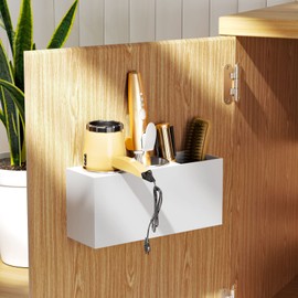 NIUBEE Wall Mount Hair Styling Tool Organizer - Bathroom Cabinet Holder for Blow Dryers, Flat Irons, Curling Irons - White
