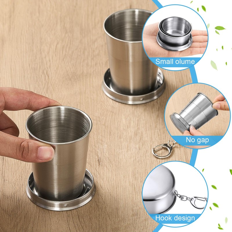 Tessco 6 Pieces Collapsible Shot Glasses Stainless Steel Collapsible Cup