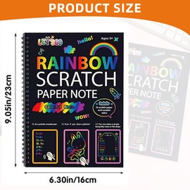 VONJUMA 1 x Magic Scratch Book with 10 Pages Fantastic Scratch Motifs Scratch Pictures Book with Colourful Gradient and Scratch Pen with 6 Drawing Templates