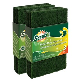 Scouring Pads - Heavy Duty Household Cleaning Scrubber with Non-Scratch Anti-Grease Technology - Reusable Scrubbing Pads – Green, 6 Pack