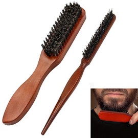 XINYUICEAN Cepillo Cerdas de Jabali, 2 Piezas Cepillo de Barba, Cepillo de Melena de Jabalí, Cepillo de Forma de Melena de Jabalí, Cepillo Ondulado, Cepillo Cerdas Naturales, para Hombres y Mujeres