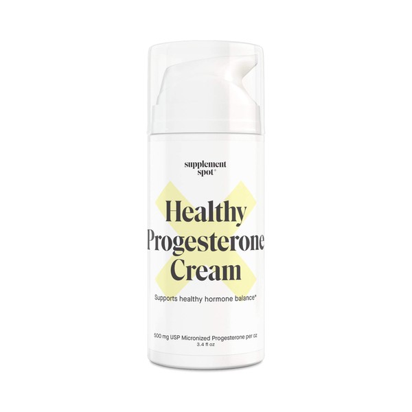 Supplement Spot Healthy Progesterone Cream for Women – Micronized Bioidentical USP Progesterone Cream for Menopause Relief & Perimenopause Relief – Supports Healthy Mood Balance (3.4 oz)