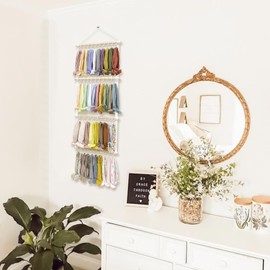 POVETIRE Headband Holder Hair Bows Organizer for Girls, Baby Hair Accessories Organizer Storage Wall Hanging Decor for Toddler Girls Room