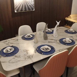 MaoXinTek Round Cotton Placemats, 35.5 cm Easy Care Washable Braided Placemats for Kitchen, Dining Table, Party Decor (Set of 6)