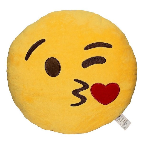 EvZ Emoji Throwingkiss Face Emoticon Cushion Stuffed Plush Soft Pillow,