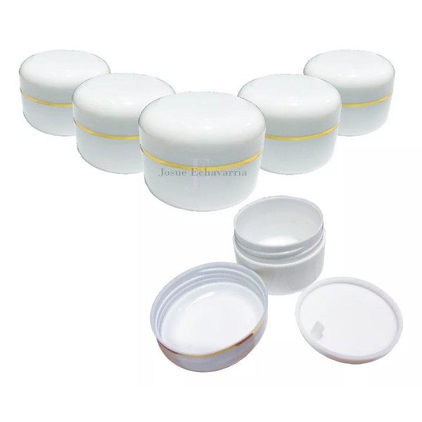 Josue Echavarria 100 Tarros Color Blanco Plástico Crema 50g Liner Protección Tipo De Piel Toda