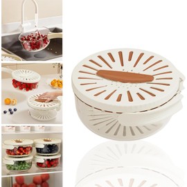 Foldable Colander with Lockable Lid, Multifunctional Strainer Bowl Food Drainer for Kitchen and Fridge, BPA Free Fruit and Vegetable Washing Bowl with Portable Handle for Easy Storage