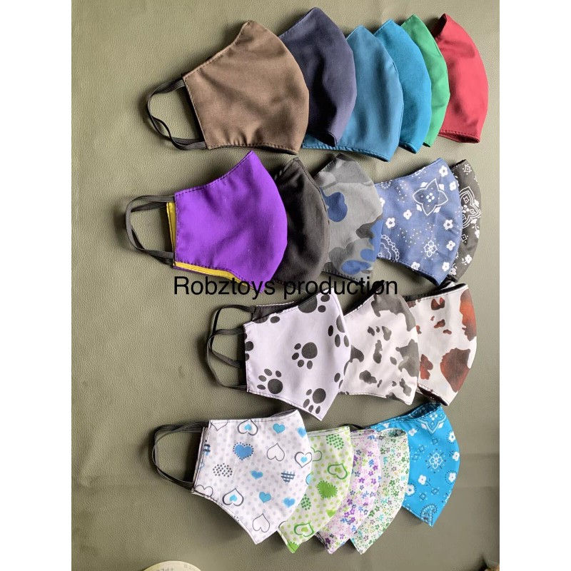 Face Mask triple Layer Handmade Washable Cloth Green