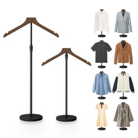 2 Pack Mannequin Torso, 30 to 41 Inch Height Adjustable Shirt Display Stand for Vendors Shop Graduation Party, Stable Ease Assembly Dress Form Clothes Garment Rack, Jacket Coat Hanger Stand, Brown
