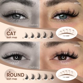 Pawotence Manga Lash Clusters Full Eyelash Clusters 12-16mm Anime Lashes Cluster Eyelash Extensions Soft Individual Cluster Lashes False Eyelashes for DIY Lash Extension