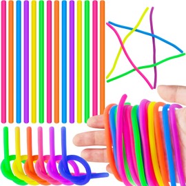 100 Pcs Stretchy Fidget Toys,Colorful Stretchy Strings Sensory Toy,Fidget Stress Relief Toy Sensory Noodle Strings for Kids Adults Stress Relief,Party Favors