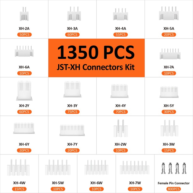 Preciva Crimping Tool Kit, 1350PCS JST-XH Conectors Kit, AWG28-18（0.08-1mm² Ratcheting