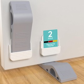 Rubber Door Stop Wedge [Set of 2] - Non-Slip Door Wedge with Bracket, Heavy Rubber Door Stopper for All Surfaces - Door Stopper Floor, Durable and Stable (Grey)