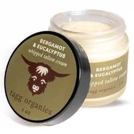 Whipped Tallow Cream for Skin - 100% Organic & Chemical-Free - Deep, Long-Lasting Hydration & Nourishment for Dry & Sensitive Skin (Bergamot/Eucalyptus 2oz)
