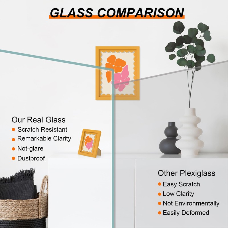 THKRLOF 8x10 Picture Frame with Real Glass, Wooden cute 8