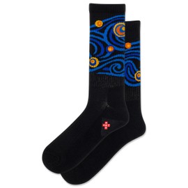 HOTSOX Men's Starry Night Active Crew Sock 1 Pair Pack, Black, Men's Shoe Size: 6-12