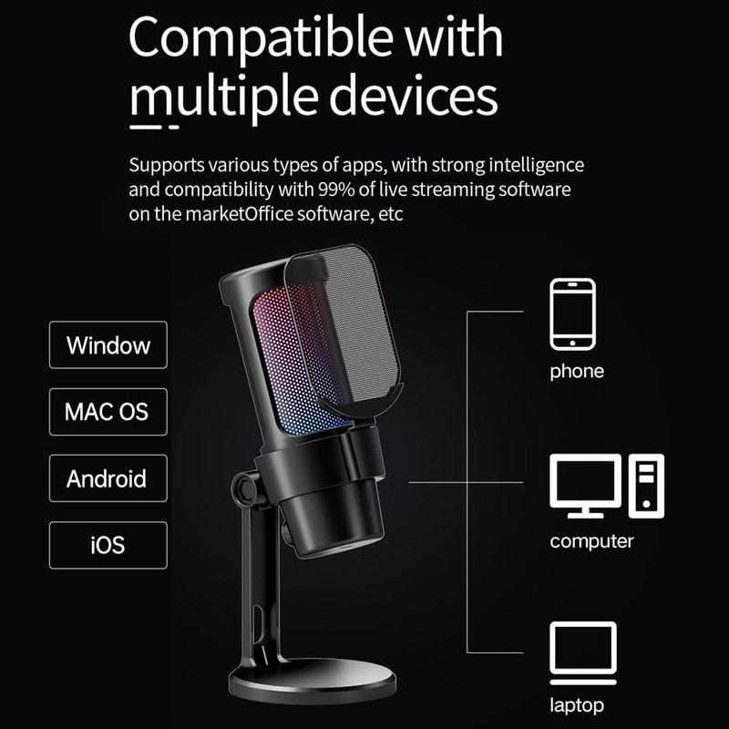 HXBEE mic for pc, USB Gaming Microphone, Computer Microphone Kit