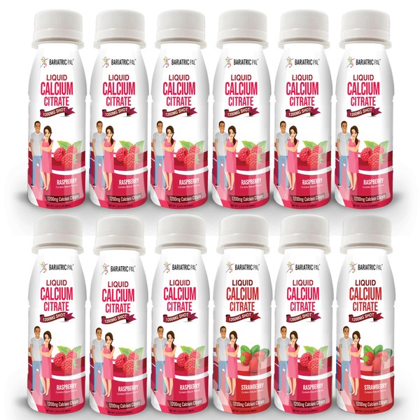 BariatricPal 1200mg Calcium Citrate Sugar-Free Liquid Shots - Raspberry (12-Pack)