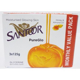 Santoor Pure Glo Glycerin Soap - 125gm (Pack of 3)