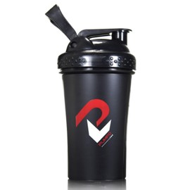 Smoothie and Protein shaker bottle by JBN - 16 oz capacity - Large carry handle on back - BPA Free - Dishwasher Safe - Mixer ball included - Side measurements in fluid ounces (Black)