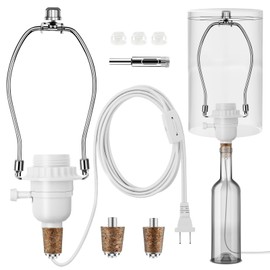 Make a Lamp or Rewire Kit,DIY Bottle Lamp Wiring Kit Includes 3-Way Light Socket,Electric Cord,Glass Drill Bit,Bottle Corks etc.,Bottle Lamp Design&Repair (Full Set Wiring Kit)