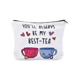 Makeup Travel Bags for Women Girls Canvas Bag Besties Best Friends Make Up Bag for Girlfriend Christmas Birthday Gifts Bestie Friendship Long Distance Gift Makeup Storage Organizer