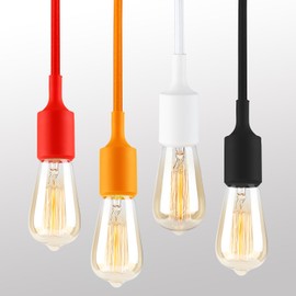 TORCHSTAR UL-listed Single Socket Pendant Light Fixture (Multi-color Options), Textile Insulating Lamp Cord, E26/E27 Lamp Holder for Home, Commercial, Pub, Counter, Accent & Decorative Lighting, BLACK