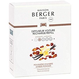 Set of 2 Car Odor Diffuser Refill - Ceramic System - 4/6 Weeks Ceramic Diffusion Time - Lampe Berger Fragrance - Made in France (Amber Powder)