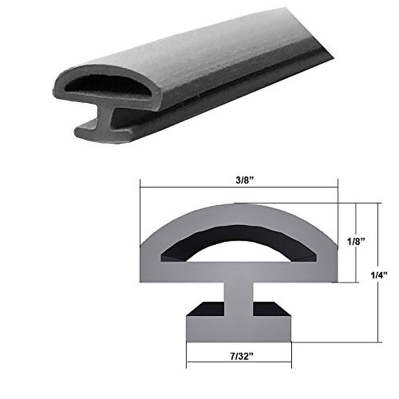 Grey Bulb Type Gasket Weatherstrip, 3/8" Width, 7/32" Backing -