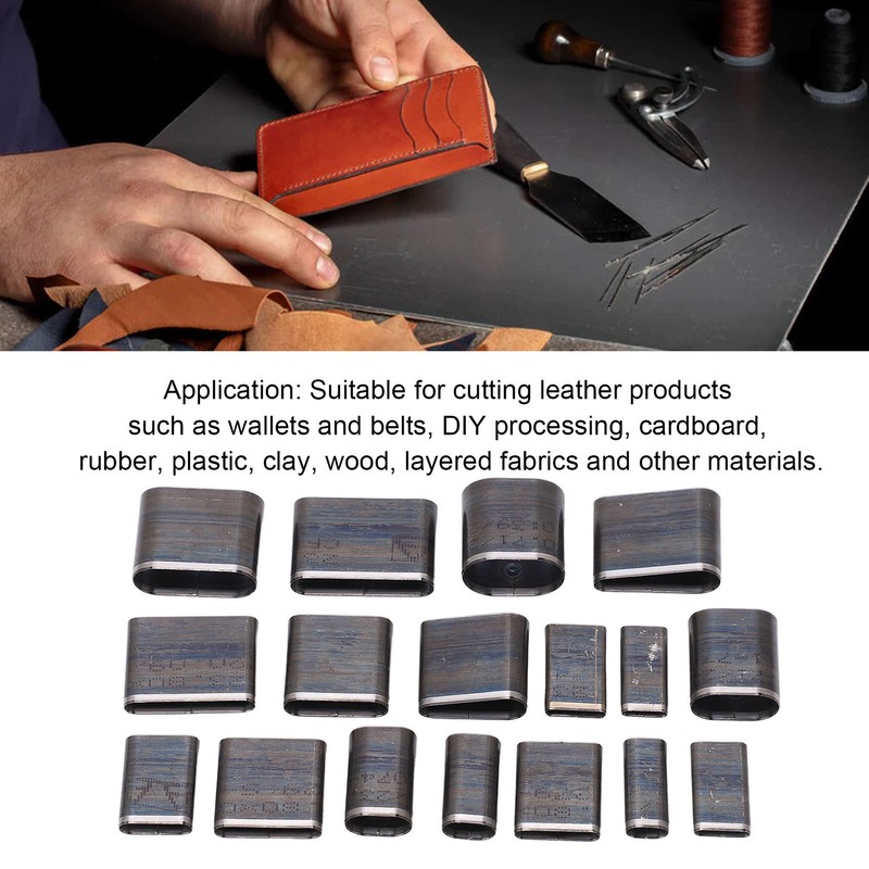 17 Pcs Oval Leather Punching Die Set Mold Cutting Kit