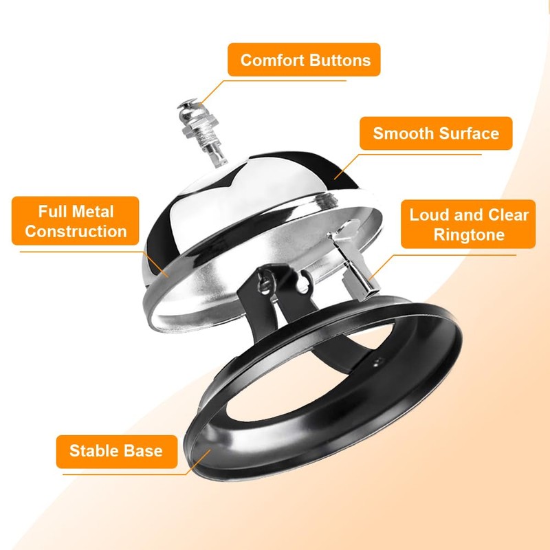 Pack of 2 Table Bell, 8.5 x 7 cm Stainless