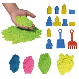 Magic Sand for Modelling 800 gr. 4 colours. With 10 castle moulds and tools